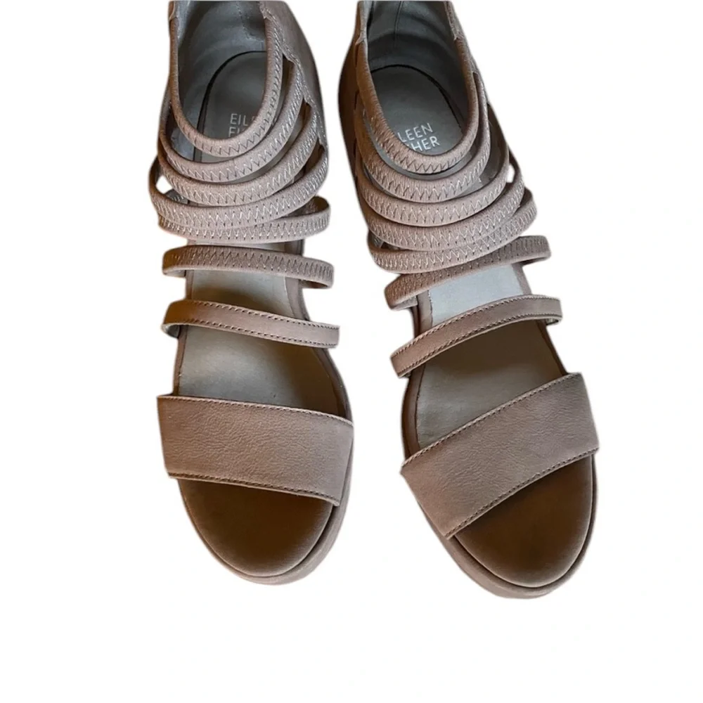 Eileen Fisher taupe color wedges